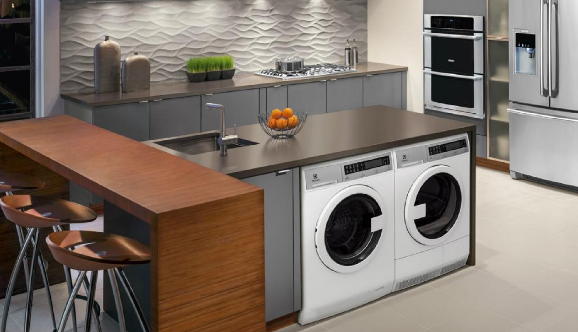 washing machine in kitchen design